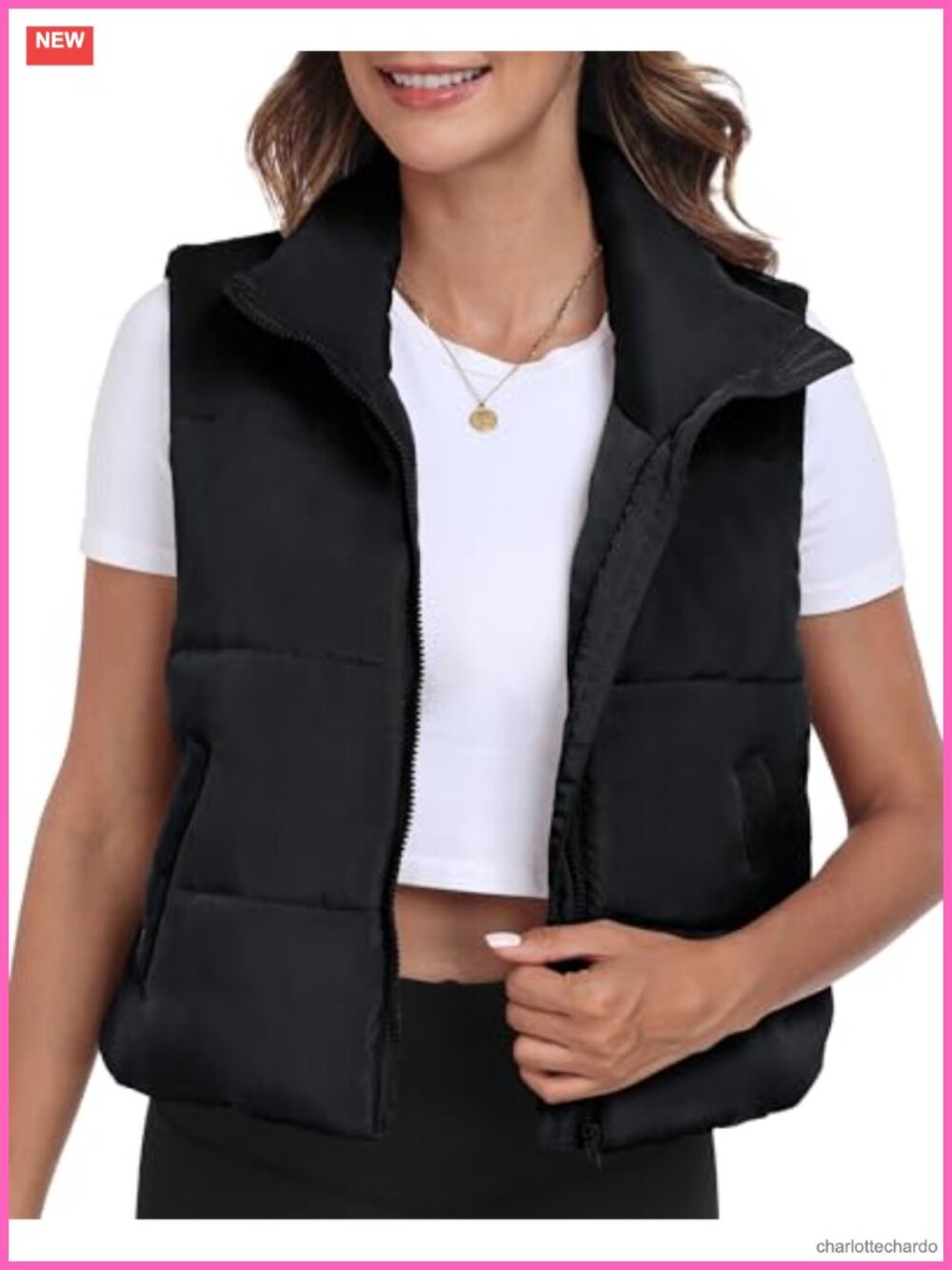 Cropped Puffer Vest Sleeveless Lightweight Winter Jacket